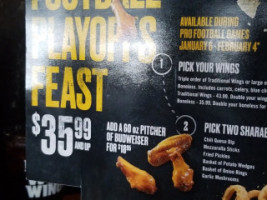 Buffalo Wild Wings menu