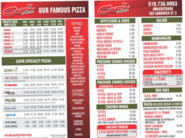 Capri Pizzeria & Bar-b-q Restrnt menu