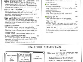 Umai Sushi menu