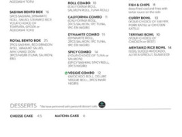 Sushi Aria menu