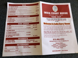 India Curry House menu