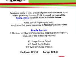 Byron Pizza menu