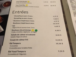 Yin Yan Sushi menu