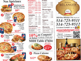 Belanger Pizzeria menu