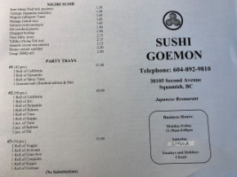 Sushi Goemon menu