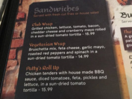 Patty's Pub menu