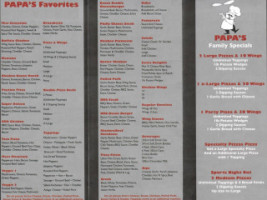 Papas Pizzaland menu