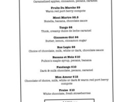 The Nook Creperie Inc menu