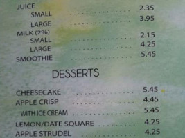 Cashin's Chestnut Tree Cafe menu