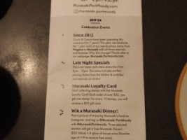 Murasaki Japanese menu