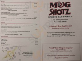 Mug Shotz Sports And Grill menu