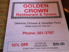 Golden Crown menu