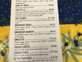 Retro Cafe menu