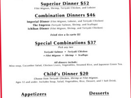 Ichiban Japanese Steakhouse Pub menu