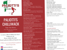 Paliotti's Italian Restaurant Bar menu