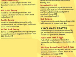 Red's Diner On 4th menu