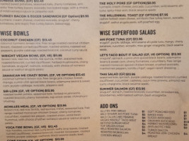 Wise And Wright menu