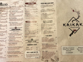 Kaikaki Japanese Cuisine menu