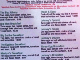 Rockin Johnny's Diner menu