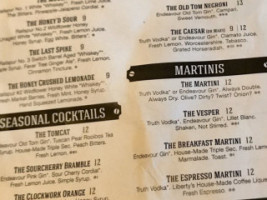 The Liberty Distillery menu