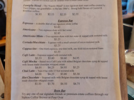 Continental Coffee menu