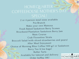 Homequarter Coffeehouse Bakery menu