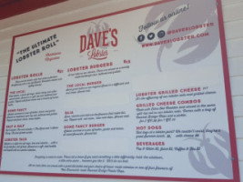 Dave's Lobster Halifax menu