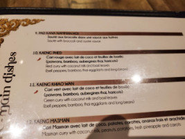 Thaïlande menu