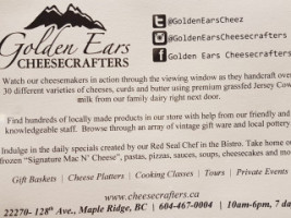 Golden Ears Cheesecrafters menu