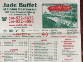 Jade Buffet Of China menu