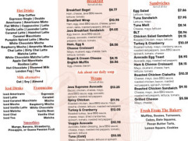 Java Express White Rock menu