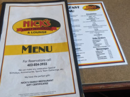 Nick's Family And Lounge menu