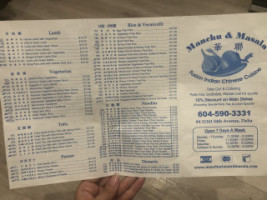 Manchu And Masala Fusion Indian Chinese Cuisine menu