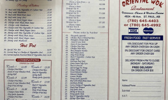 Oriental Wok Restaurant menu