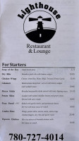 Lighthouse Lounge menu