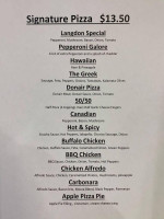 Langdon Pizza menu