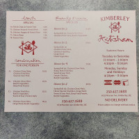 Kimberley Kitchen menu