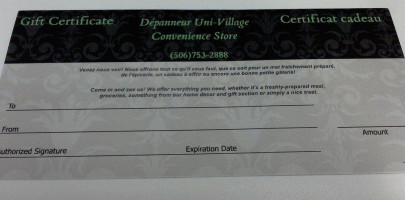 Depanneur Uni Village menu