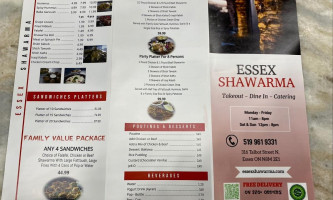 Essex Shawarma menu