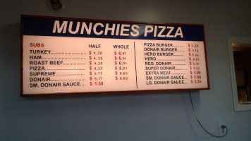 Munchees Pizza menu