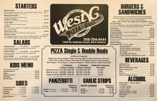 West G Pizza Grill menu