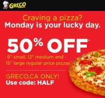 Greco Pizza, Montague menu