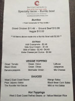 West 2 East Coast Burrito Co. menu