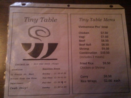 Tiny Table menu