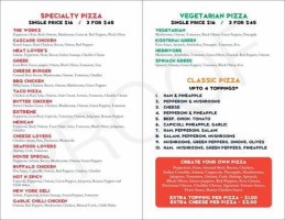 Portly Penguin Pizza menu