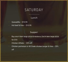 Armor's Ale House menu