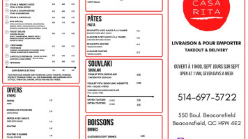 Pizzeria Casa Rita menu