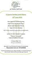 Chester Golf Club menu