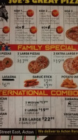 Joe's Great Pizza menu