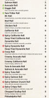 Red Fin Sushi Grill menu